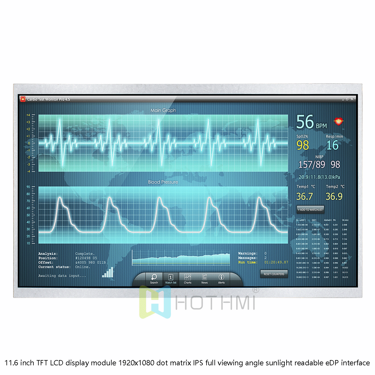 11.6 inch TFT LCD display module 1920x1080 dot matrix IPS full viewing angle sunlight readable eDP interface compatible with industrial computers