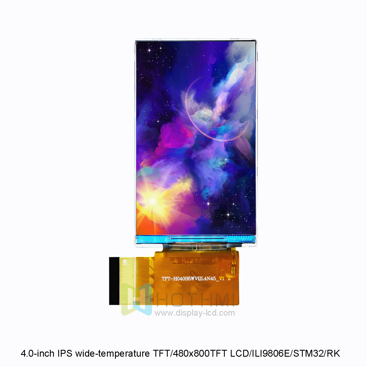 4.0-inch IPS full-viewing angle wide-temperature TFT/480x800TFT LCD/ILI9806E controller/RGB interface/FPC plug-in/STM32/RK