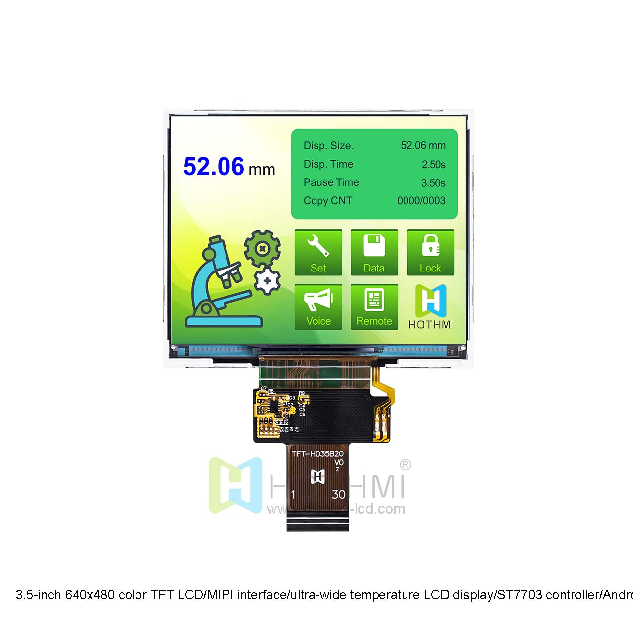 3.5-inch 640x480 color TFT LCD/MIPI interface/ultra-wide temperature LCD display/ST7703 controller/Android/RK motherboard